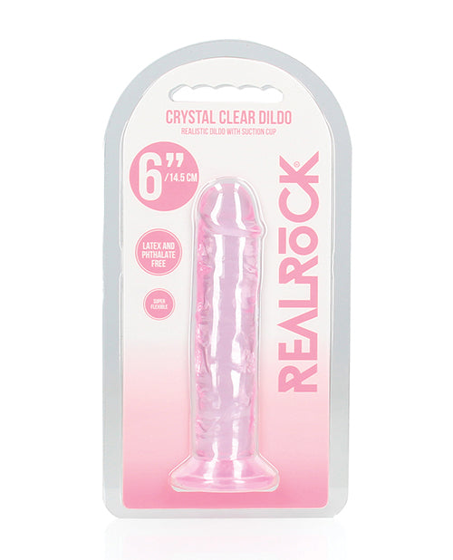 Shots America LLC REA150PNK RealRock Crystal Clear Straight Dildo, 6" Pink TPE