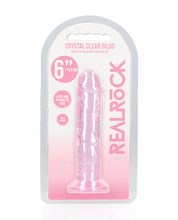 Shots America LLC REA150PNK RealRock Crystal Clear Straight Dildo, 6" Pink TPE