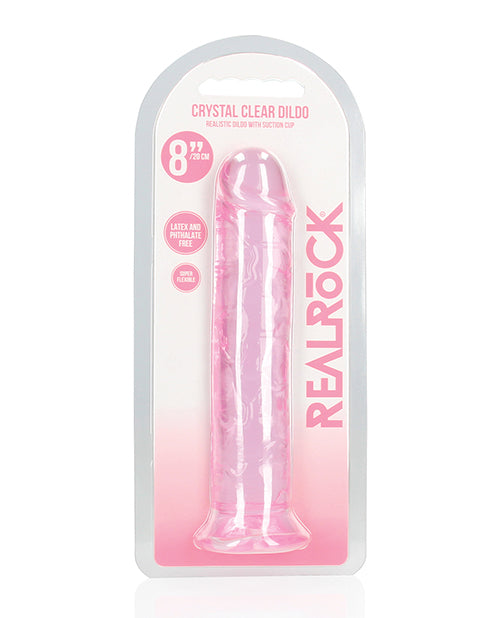 Shots America REA153 RealRock Clear Dildo, Pink, 8.7" H, 7.9" Insertable