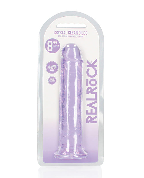 Shots America REA153PUR RealRock Crystal Clear Purple Dildo, 8.7" TPE