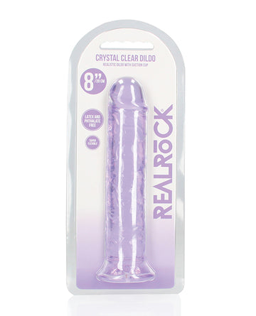 Shots America REA153PUR RealRock Crystal Clear Purple Dildo, 8.7" TPE