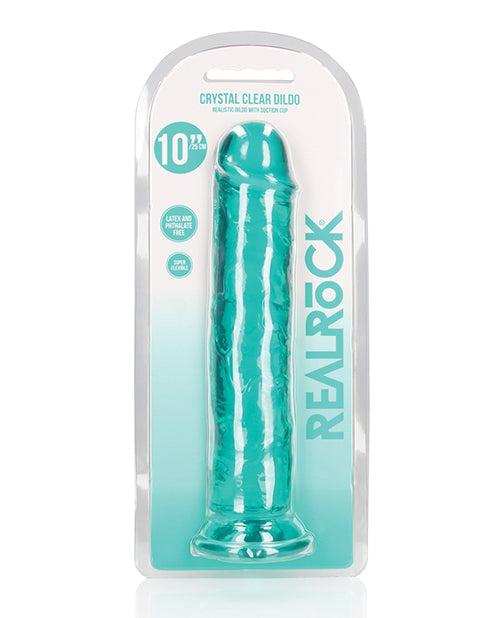 Shots RealRock Realistic Crystal Clear 10" Straight Dildo, Turquoise