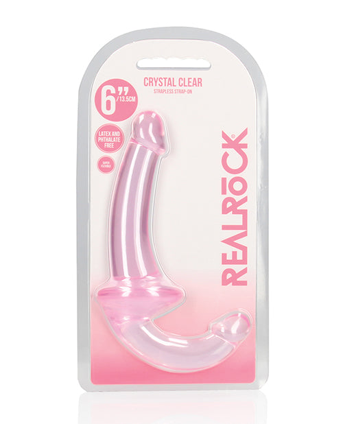 Shots RealRock Crystal Clear Strapless Strap-On, Pink, 7.9 Inch