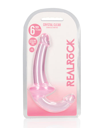 Shots RealRock Crystal Clear Strapless Strap-On, Pink, 7.9 Inch