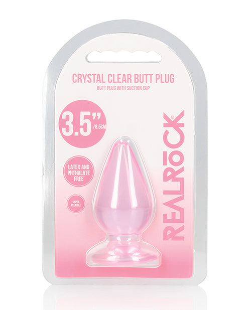 Shots RealRock Crystal Clear 3.5 in. Anal Plug, Pink