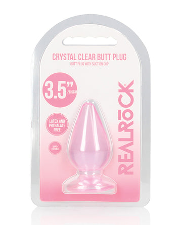 Shots RealRock Crystal Clear 3.5 in. Anal Plug, Pink