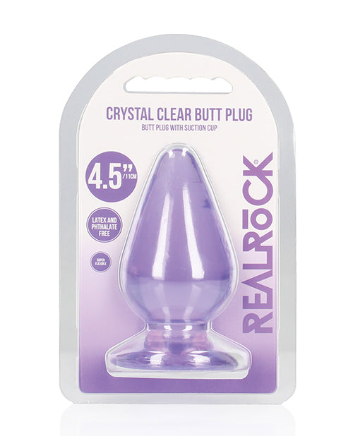 Shots RealRock Crystal Clear Anal Plug, 4.5 in., Purple