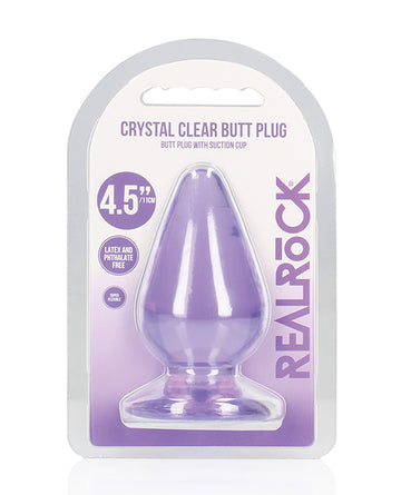 Shots RealRock Crystal Clear Anal Plug, 4.5 in., Purple
