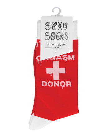 Shots America LLC SOCK009-2 Sexy Socks Orgasm Donor - Male, Red, Cotton Blend