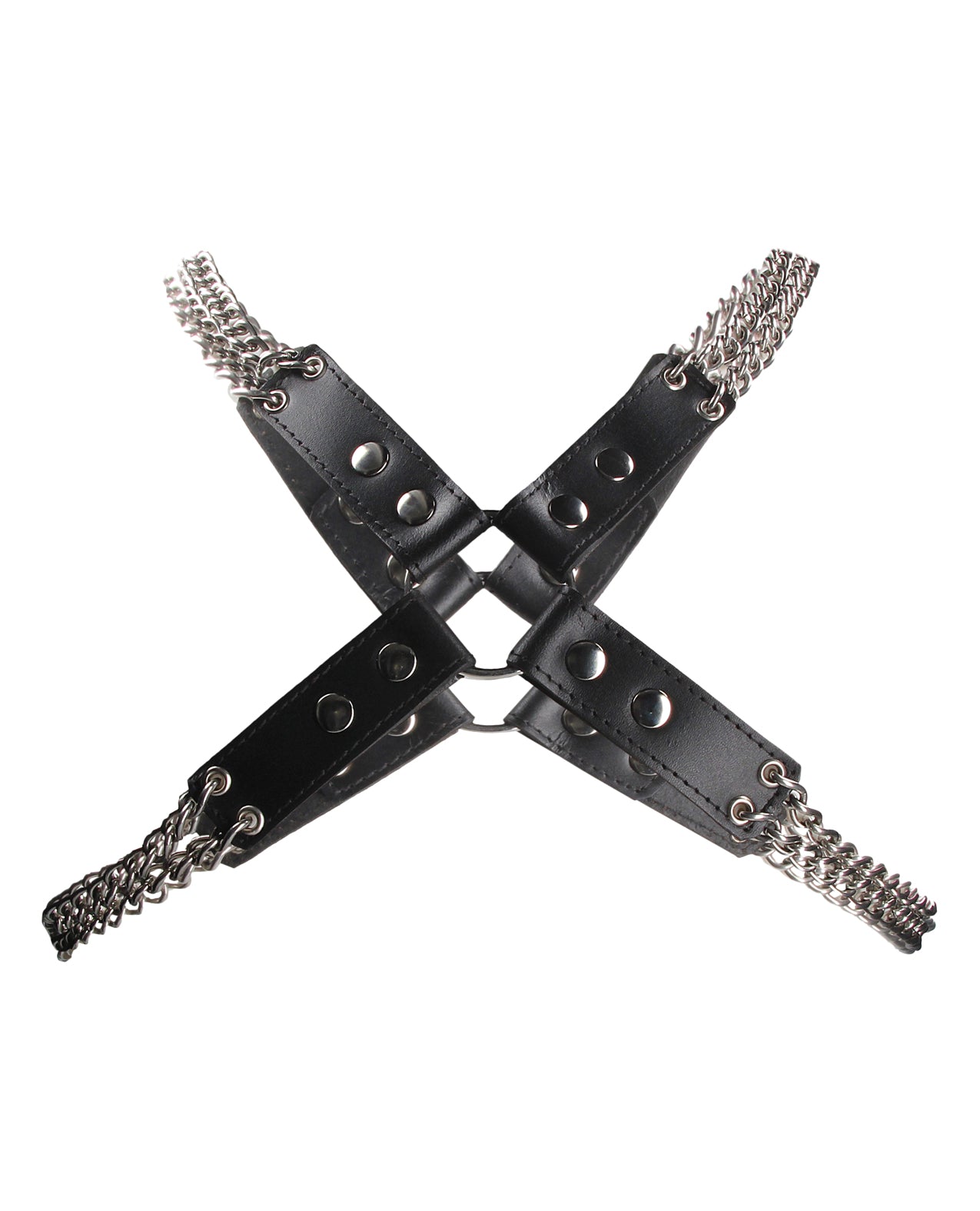 Shots Uomo Chain & Chain Harness, Black Leather & Stainless Steel