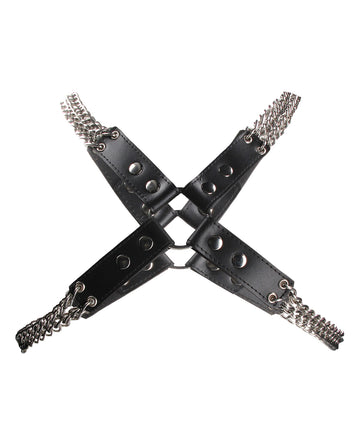 Shots Uomo Chain & Chain Harness, Black Leather & Stainless Steel