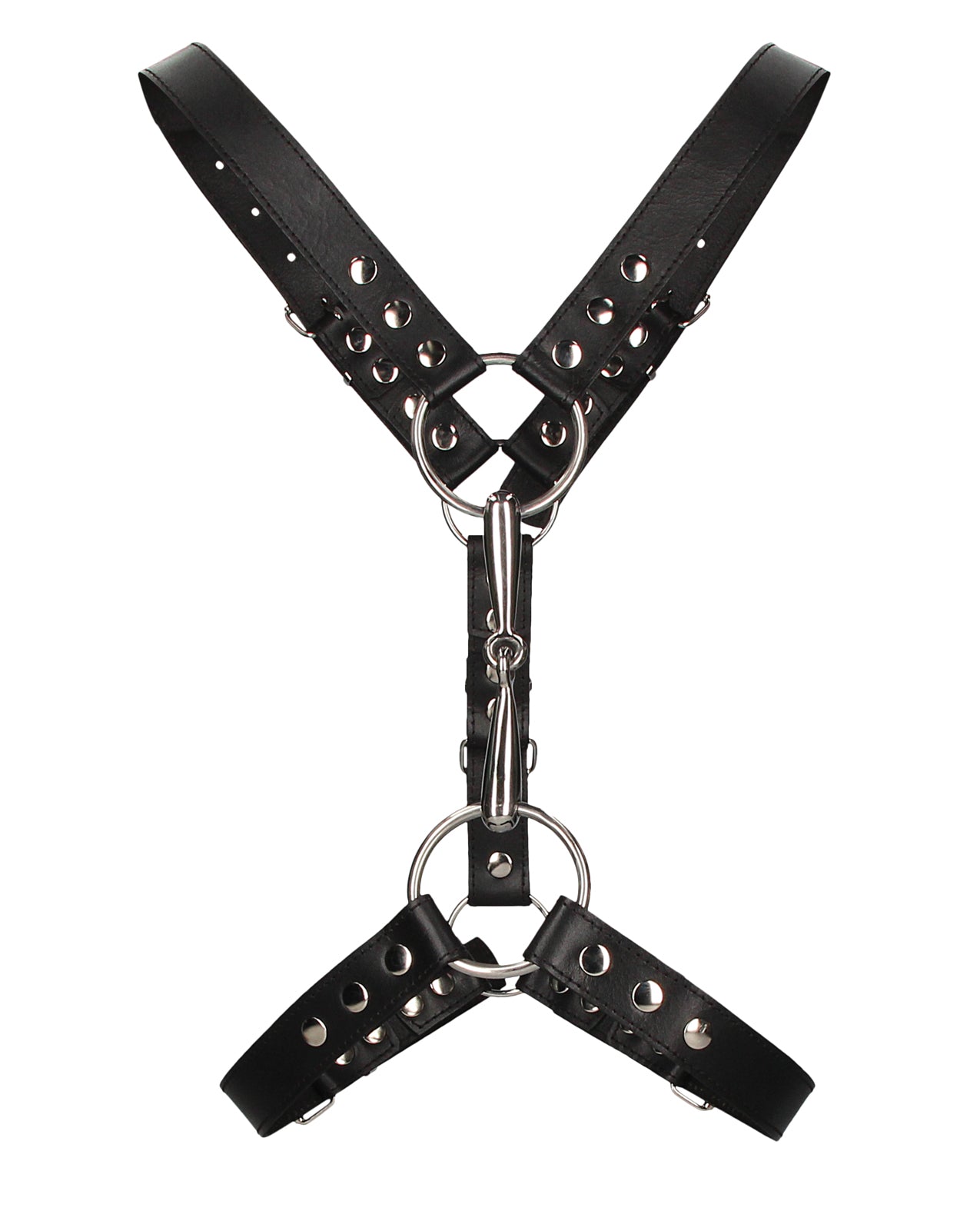 Shots Uomo Men's Leather Harness with Metal O-Rings, Black