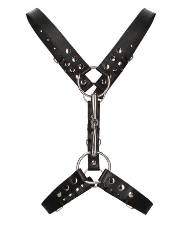 Shots Uomo Men's Leather Harness with Metal O-Rings, Black