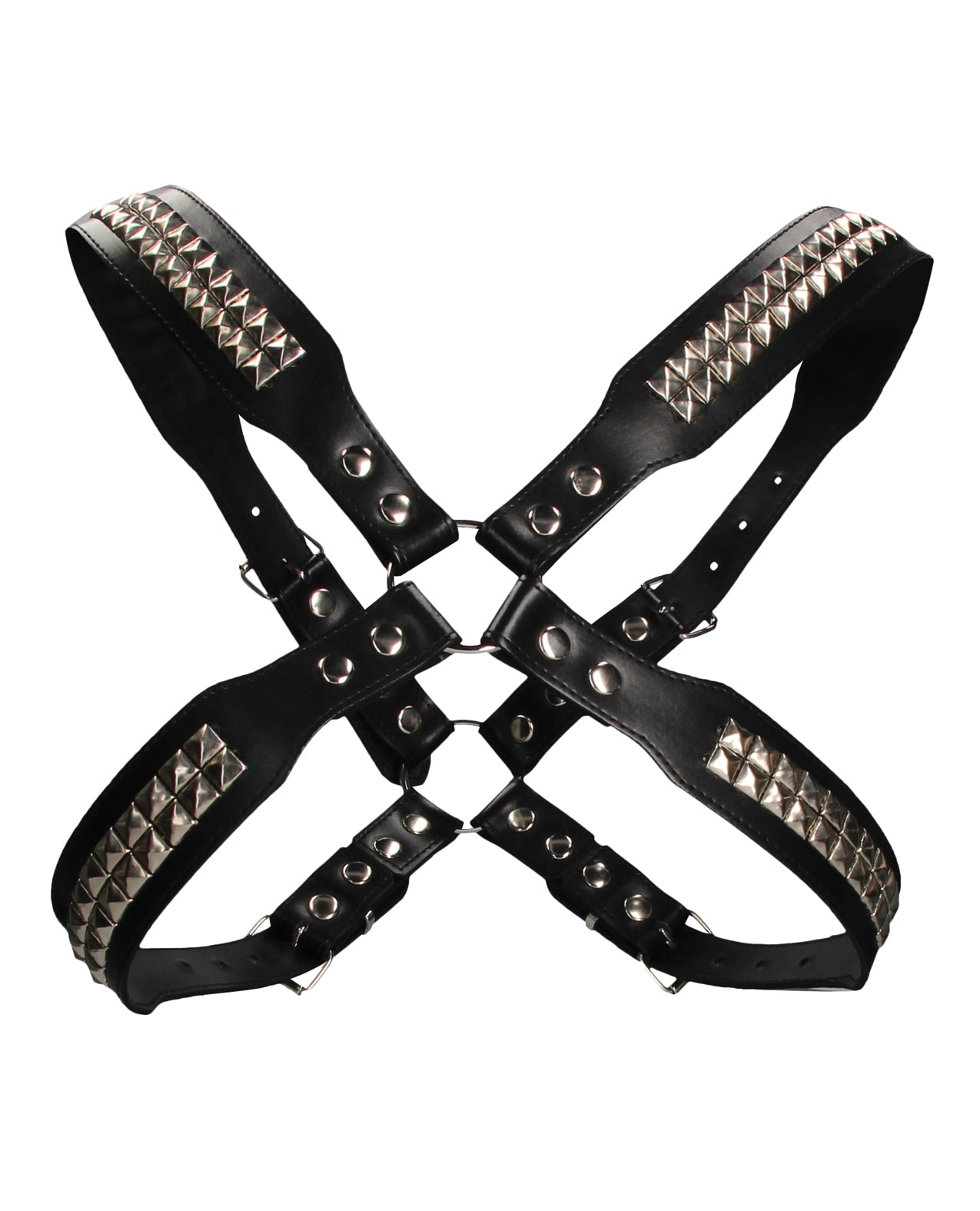 Shots America Pyramid Stud Body Harness, Genuine Leather, Adjustable Chest
