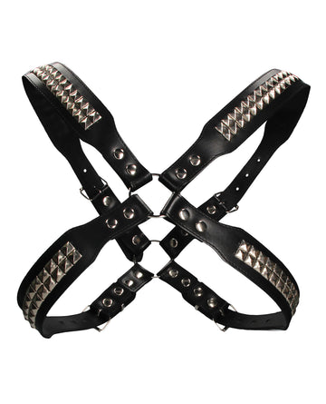 Shots America Pyramid Stud Body Harness, Genuine Leather, Adjustable Chest