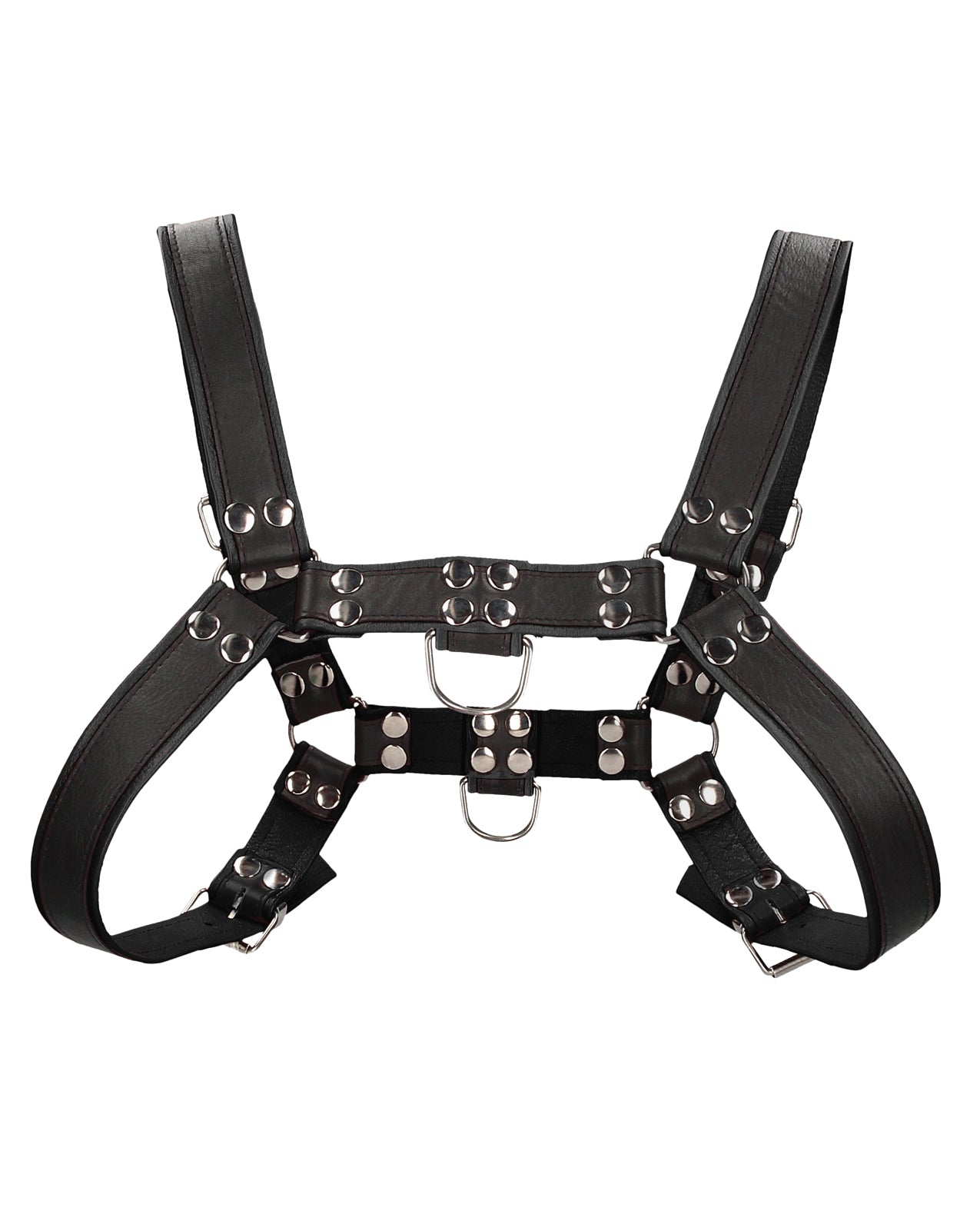 Shots Uomo Chest Bulldog Harness, Genuine Leather, S/M Black