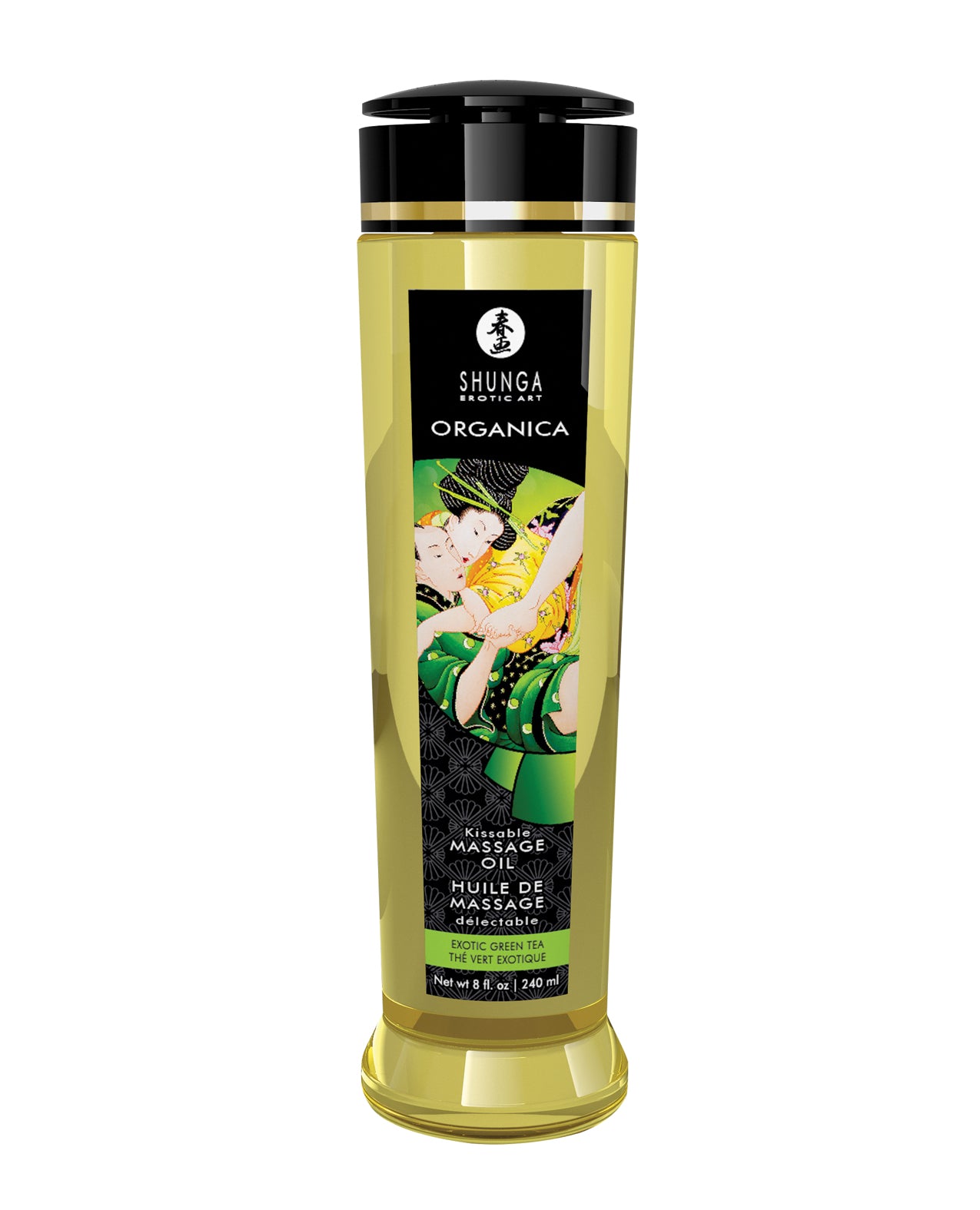 Shunga 1311 Organica Kissable Massage Oil, 8 oz Exotic Green Tea