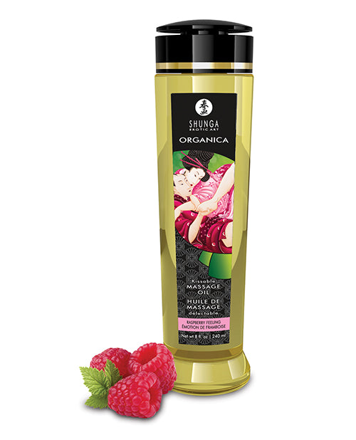 Shunga Organica Kissable Massage Oil - 8 oz Raspberry Feeling