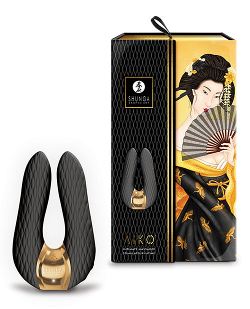 Shunga Aiko Intimate Massager, Black Silicone, 10-Mode Waterproof & Rechargeable
