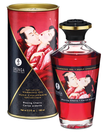 Shunga 2200 Warming Oil - Blazing Cherry, 3.5 oz Edible