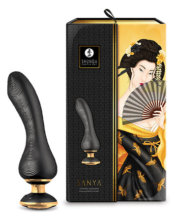 Shunga Sanya Intimate Massager, 10-Function USB Rechargeable, Black Silicone