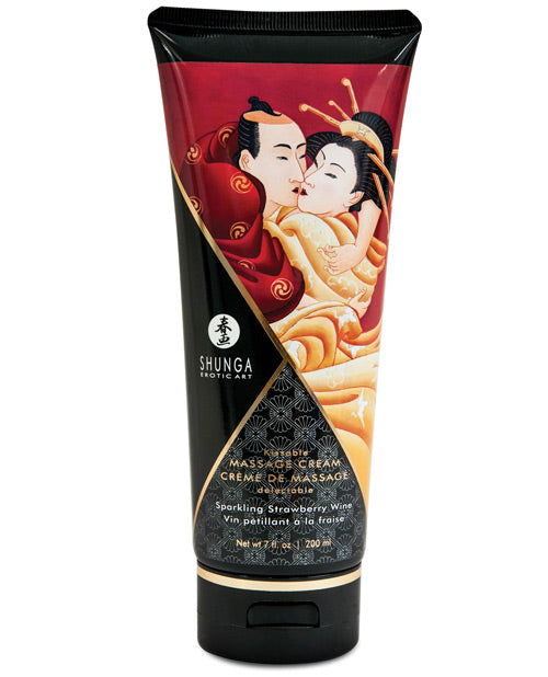 Shunga 4108 Kissable Massage Cream, Sparkling Strawberry Wine, 7 oz
