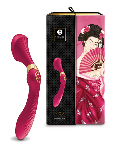 Shunga Zoa Intimate Massager, Raspberry - USB Rechargeable & Waterproof