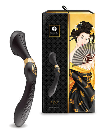 Shunga Zoa Intimate Massager, Black, 10-Mode USB Rechargeable