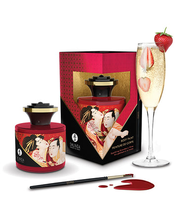 Shunga 7108 Body Paint, 1.7 oz Sparkling Strawberry Wine