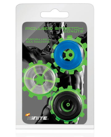Si Novelties SI-95000 Power Stretch Donuts Cockrings, TPE, Assorted Colors