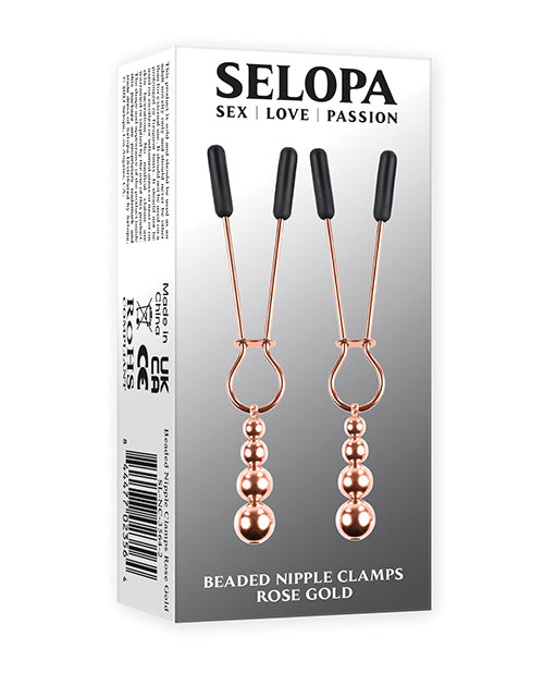 Evolved SL-NC-3564-2 Beaded Nipple Clamps, Rose Gold, Rubber, Stainless Steel