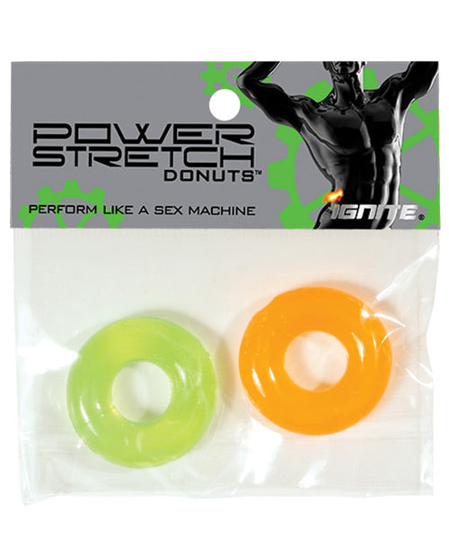 Si Novelties Ignite Power Stretch Donut Cock Rings, Orange/Green (2-Pack)