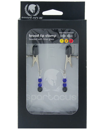Spartacus SPF-101 Blue Beaded Nipple Clamps, Assorted Colors, Broad Tip