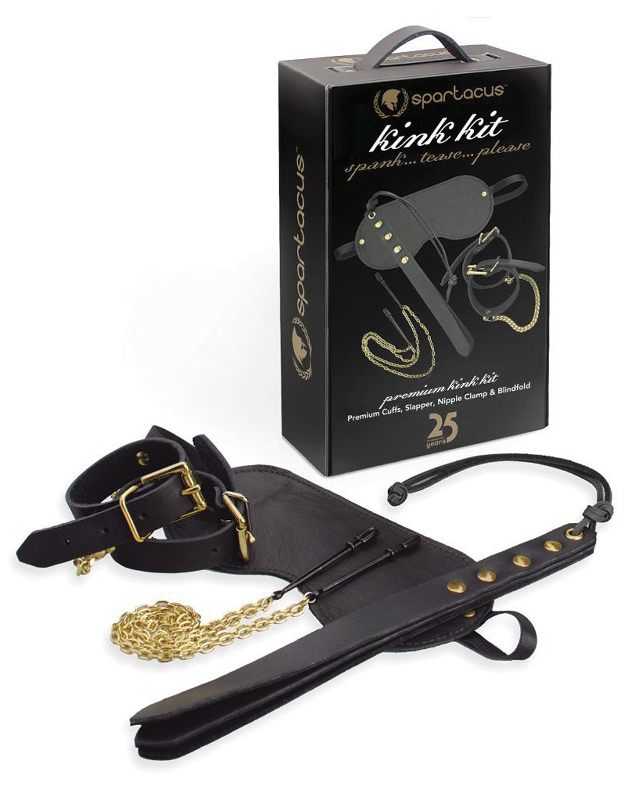 Spartacus Kink Kit, Premium 5-Piece Leather & Brass Set