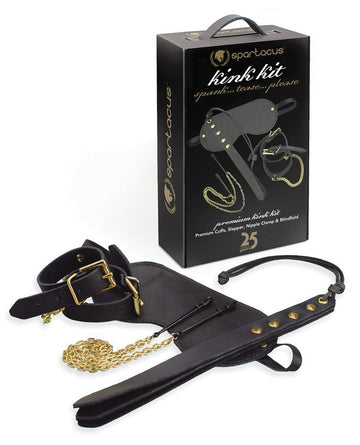 Spartacus Kink Kit, Premium 5-Piece Leather & Brass Set