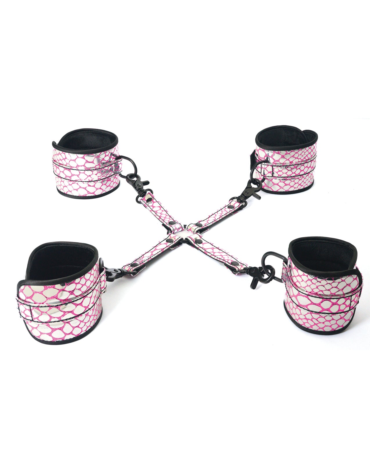 Spartacus Faux Leather Wrist & Ankle Restraints with Hog Tie - Pink