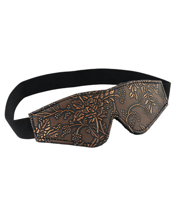 Spartacus Faux Fur Lining Blindfold, Brown Floral Print with Adjustable Strap