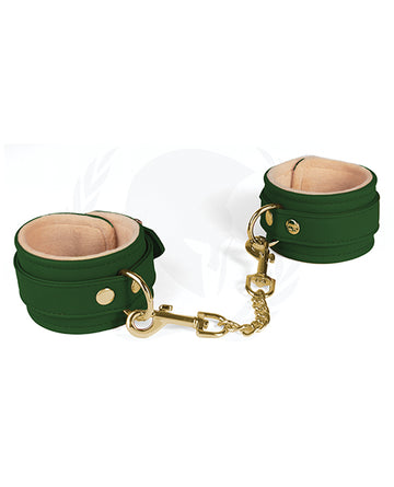 Spartacus PU Ankle Cuffs with Plush Lining, Adjustable Fit - Green