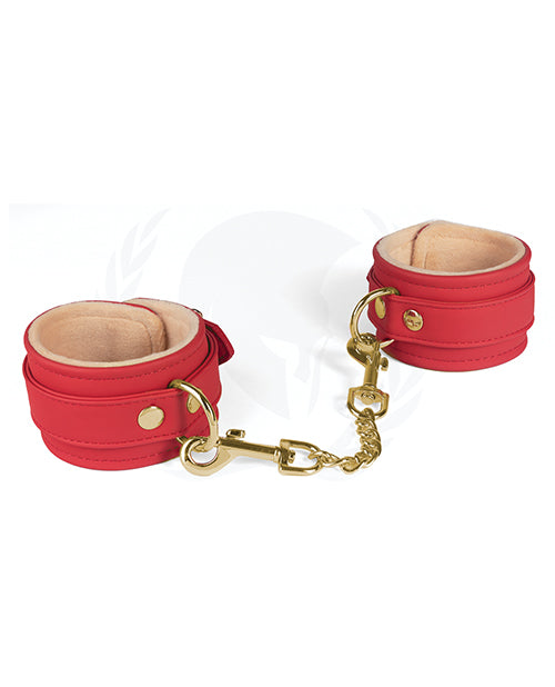 Spartacus PU Ankle Cuffs with Plush Lining, Red – Durable & Adjustable