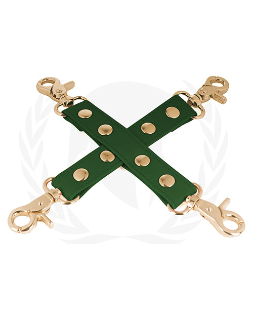 Spartacus PU Hog Tie with Gold Hardware, Green – Vegan, 4 Snap Clips