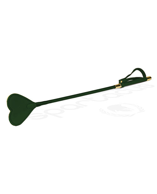 Spartacus PU Riding Crop with Plush Heart Tip – Green