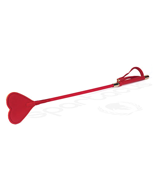 Spartacus PU Riding Crop with Plush Heart Tip, Red – Romantic Impact Play
