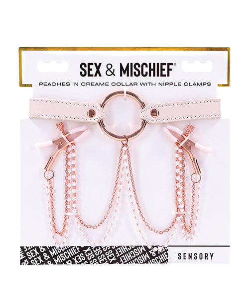 Sportsheets SS09963 Peaches 'n Cream Collar w/Nipple Clamps, Rose Gold