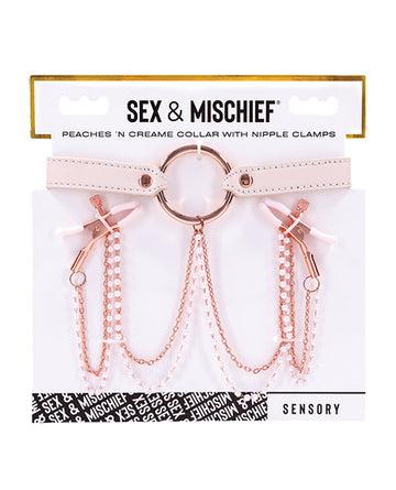Sportsheets SS09963 Peaches 'n Cream Collar w/Nipple Clamps, Rose Gold