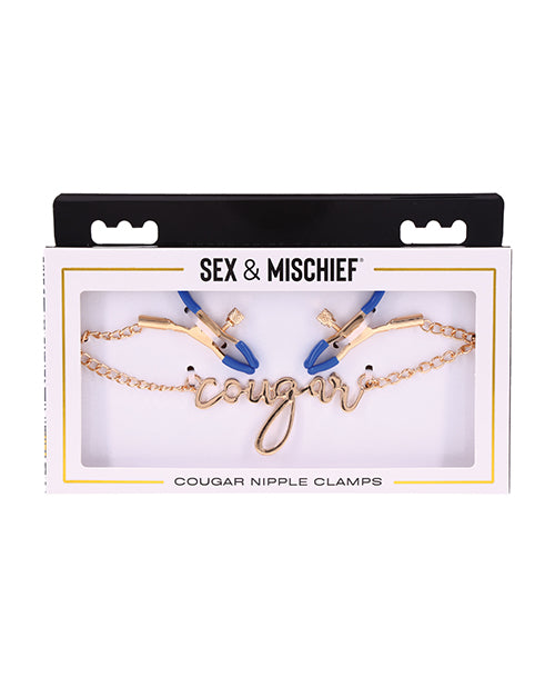 Sportsheets International SS09975 Cougar Nipple Clamps, Gold Chain, Blue
