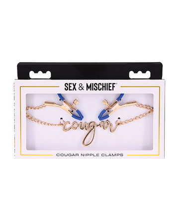 Sportsheets International SS09975 Cougar Nipple Clamps, Gold Chain, Blue