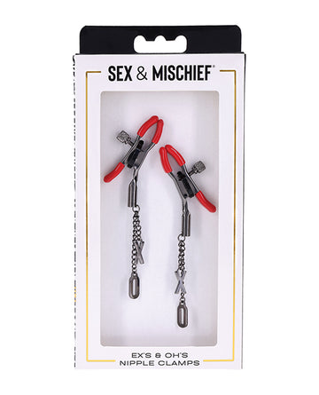 Sportsheets International SS09983 Ex's & Oh's Nipple Clamps, Red/Black