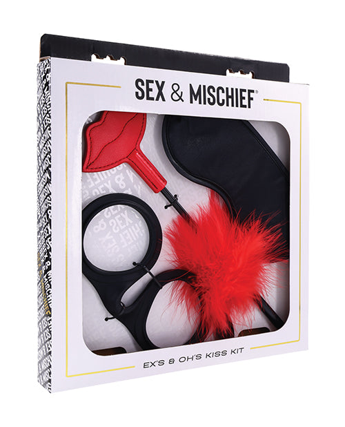 Sportsheets International SS09985 Kiss Kit, Red/Black, Feather, PU Cuffs