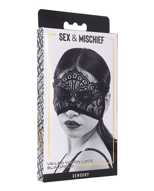 Sportsheets International SS10100 Veiled Vision Lace Blindfold, Black, Lace