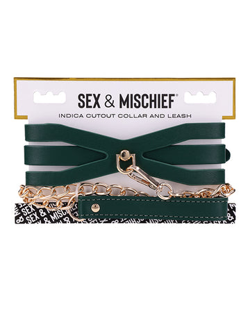 Sportsheets International SS10216 Indica Cutout Collar & Leash, Emerald Green